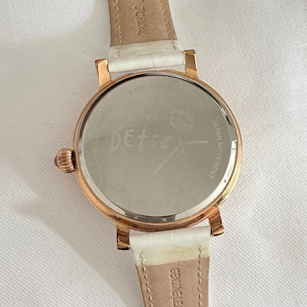 Betsey Johnson Womens OS White Watch Garden Butterfly Ladybug Crystal Rose